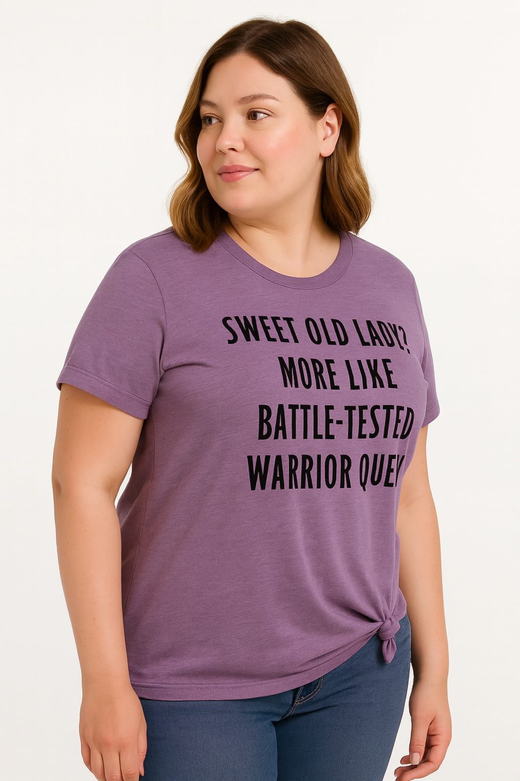 Sweet Old Lady Tee Slogan Letter Graphic Crew Neck Women Plus Size T Shirt