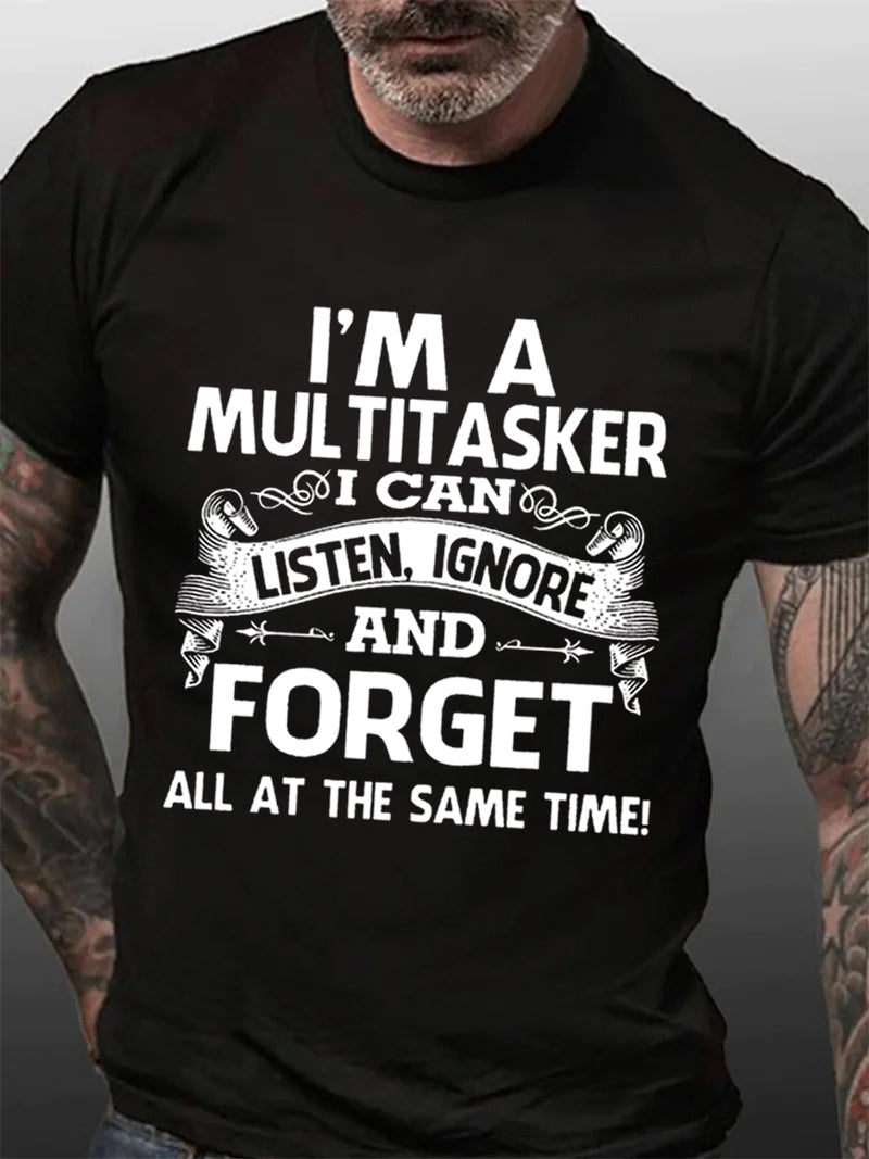 Eu sou uma camiseta masculina com slogan multitarefa 