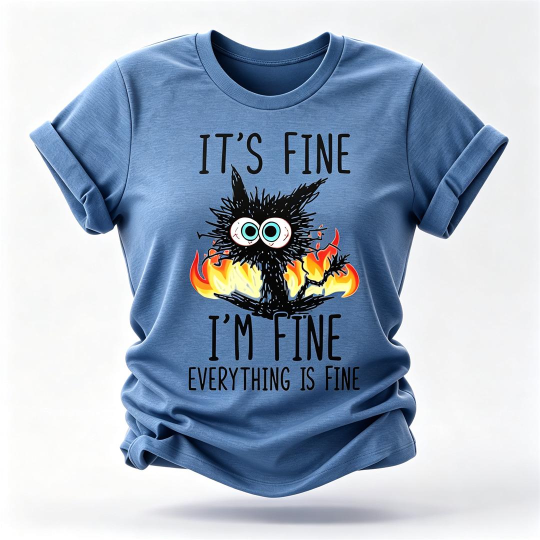 Está tudo bem, estou com estampa fina camiseta feminina com slogan