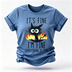 Está tudo bem, estou com estampa fina camiseta feminina com slogan