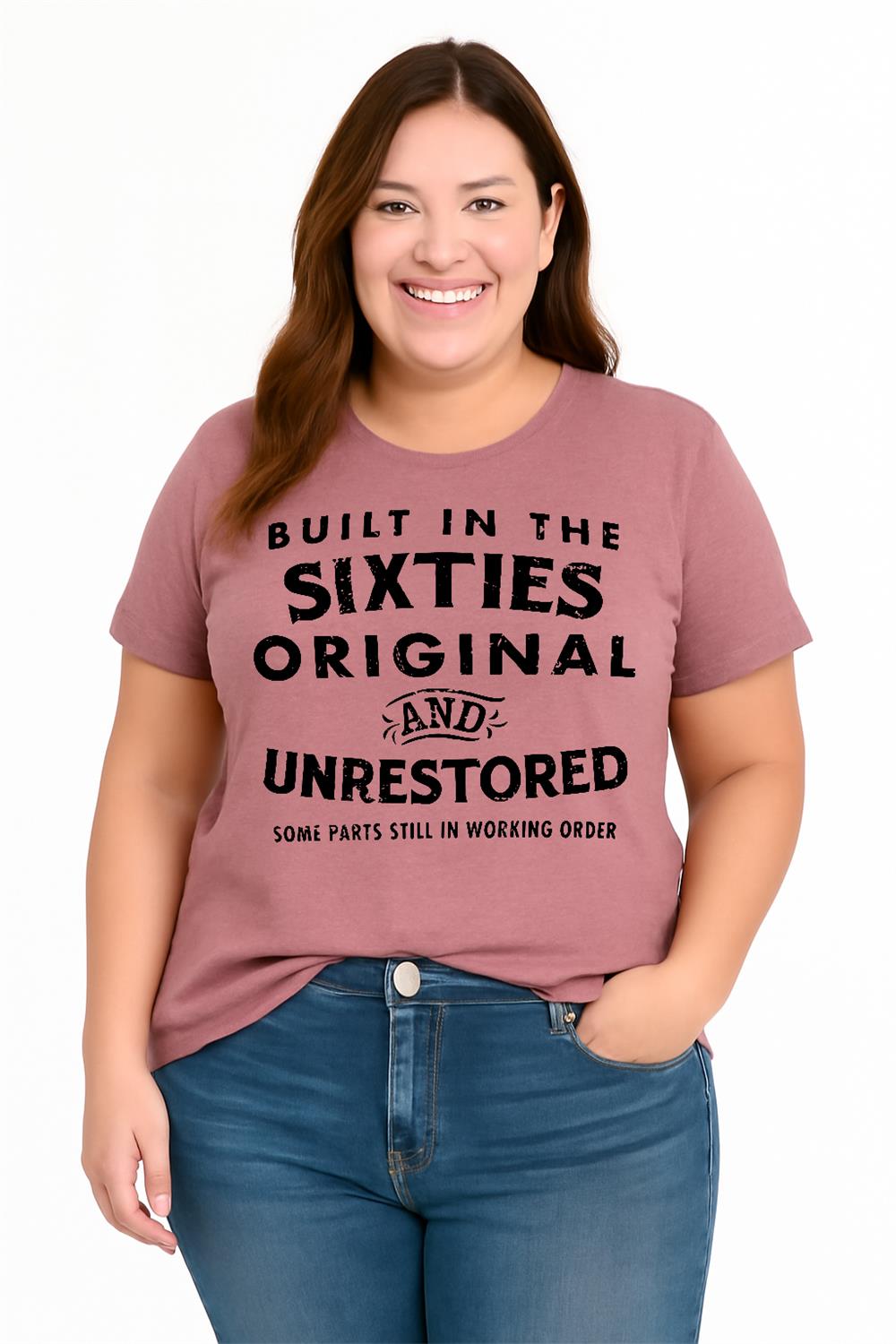 Built In The Sixties Print Women Slogan Plus Size T-shirt
