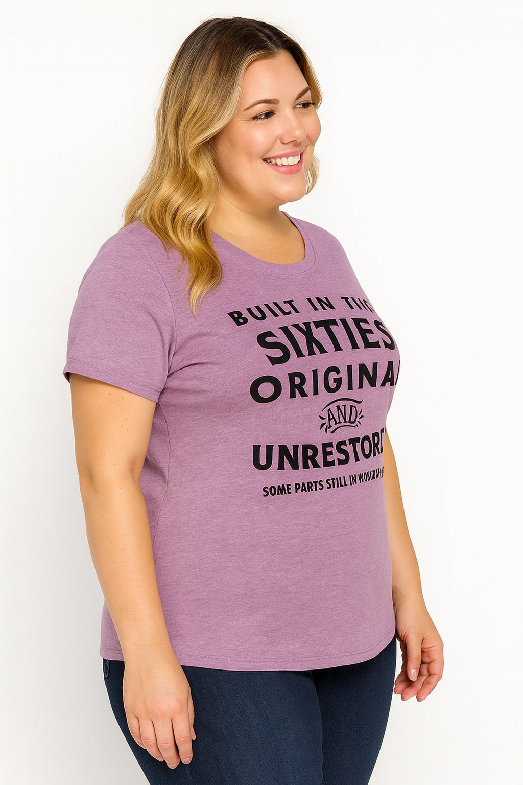Built In The Sixties Print Women Slogan Plus Size T-shirt