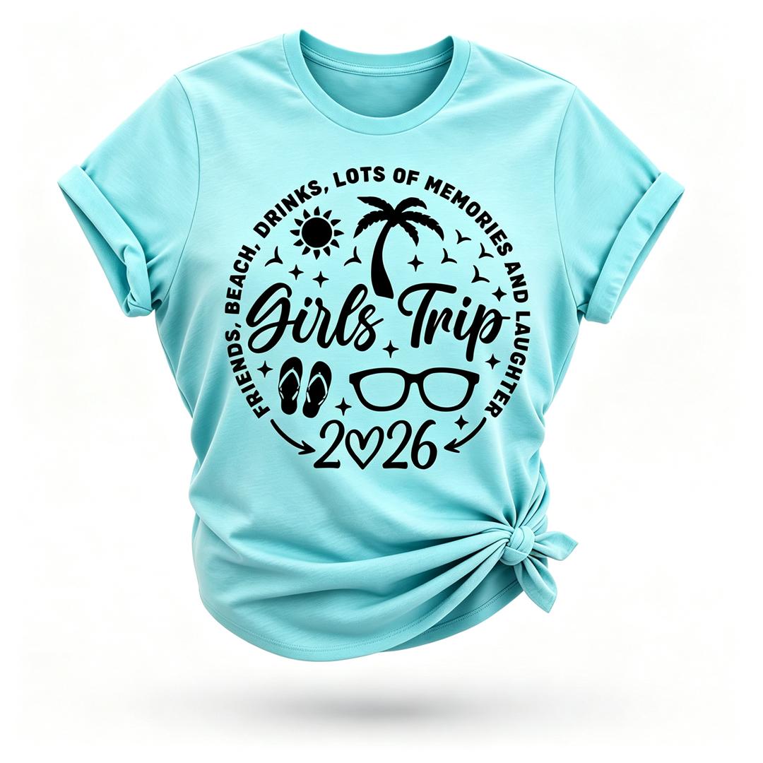 Girl's Trip 2026 Letter Print Women Slogan T-Shirt