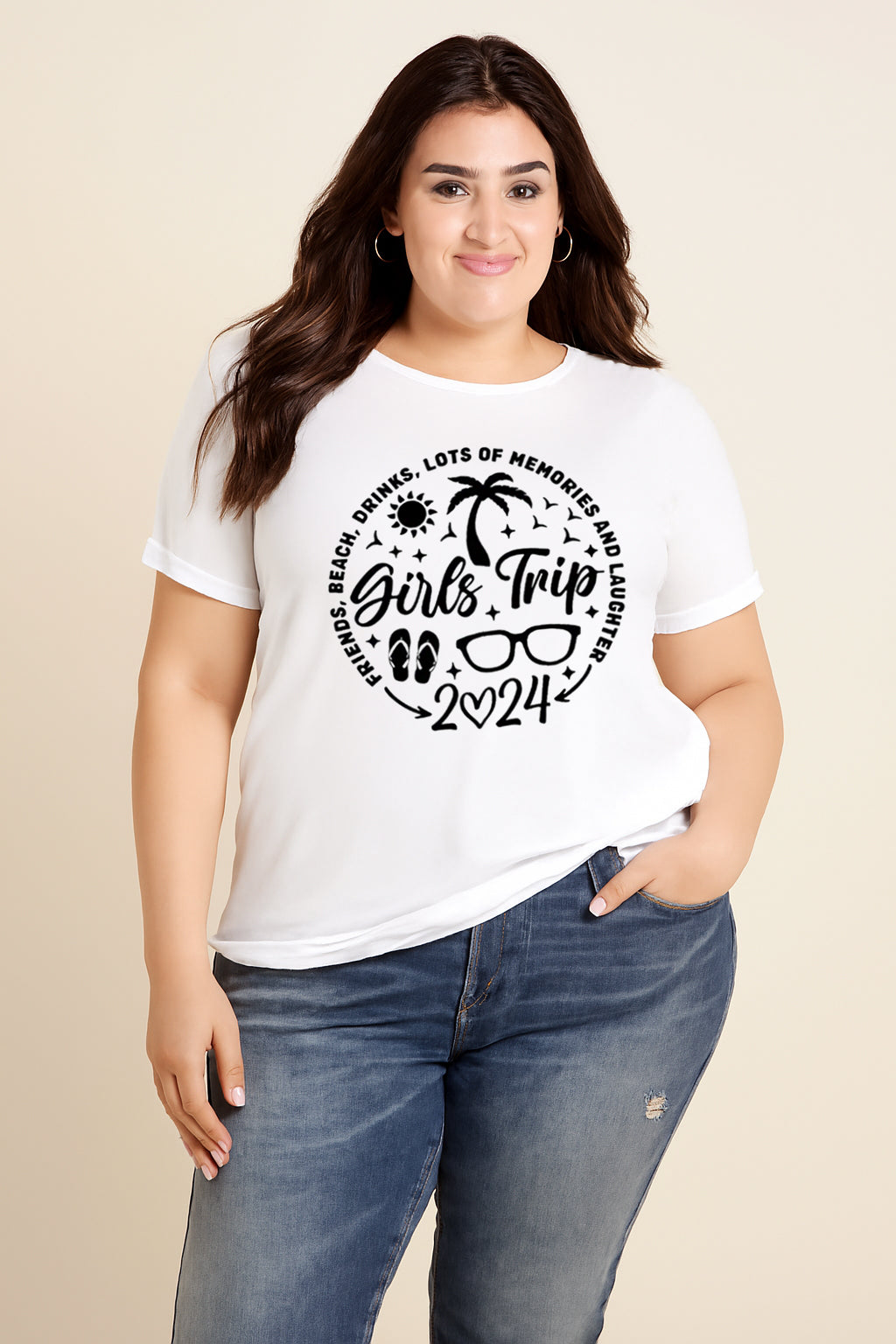 Girls Trip 2024 Printed Women Slogan Plus Size T-Shirt