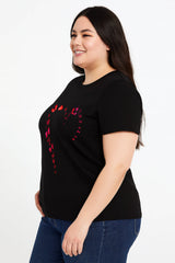 Butterfly Love Heart Print Plus Size T-Shirt