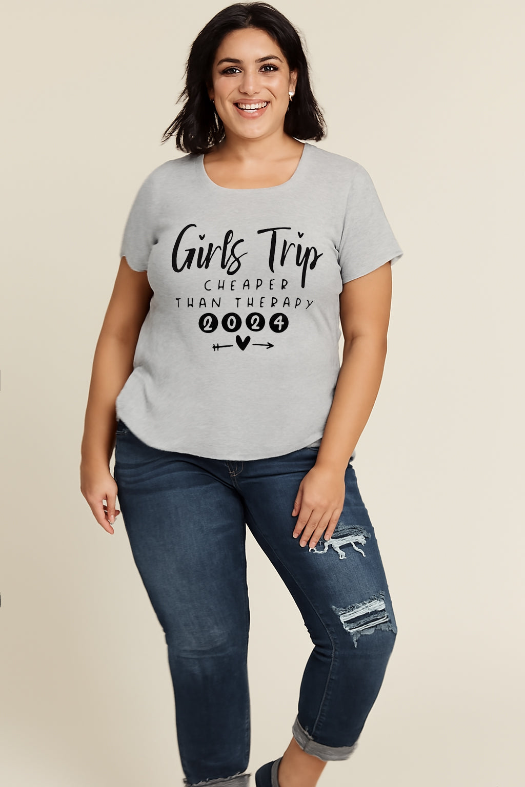 Pretty Girl Trip Letter Print Women Slogan Plus Size T-Shirt