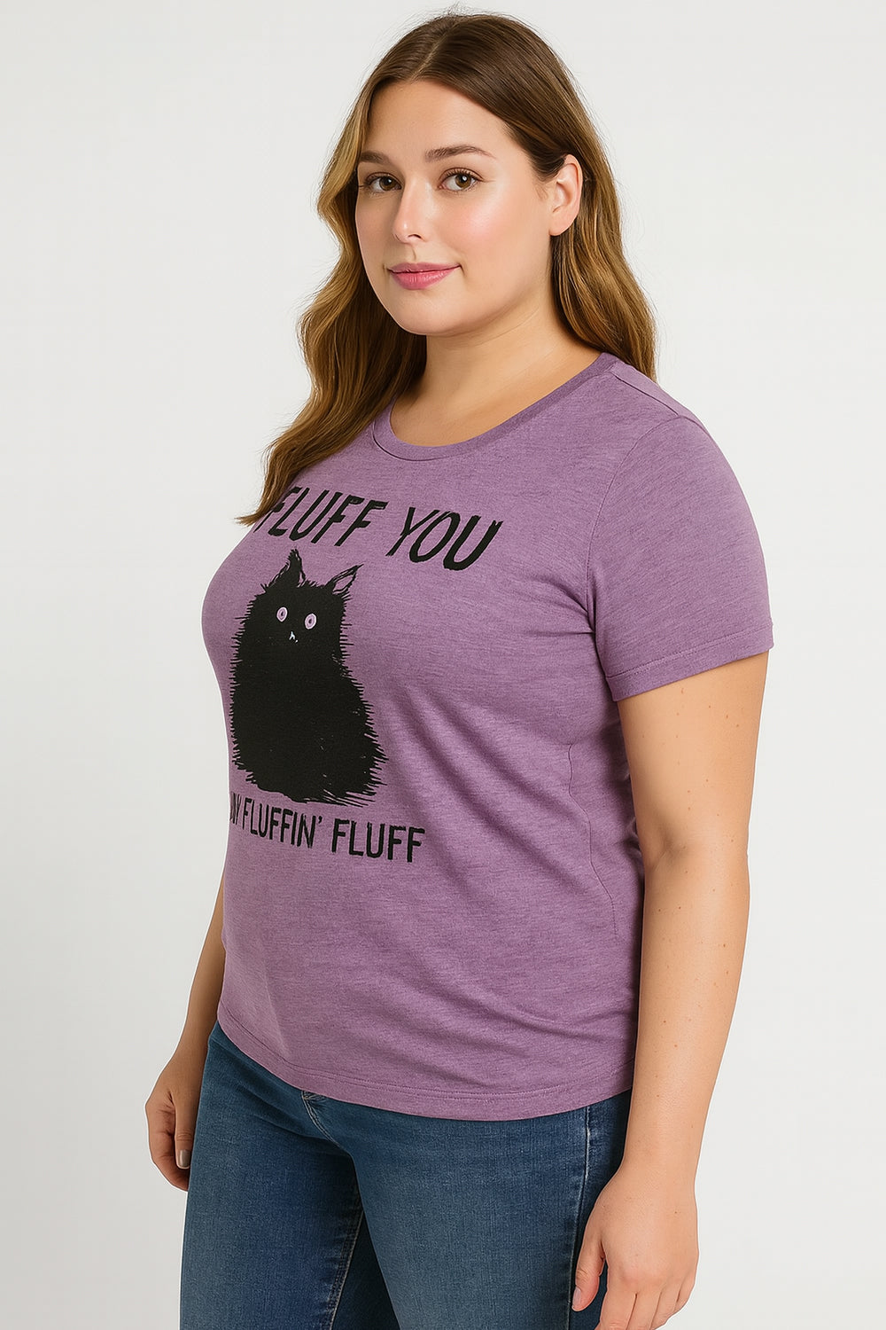 Fluff You Print Women Slogan Plus Size T-Shirt
