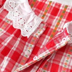 2PCS Pretty Plaid Floral Print Flutter Sleeve Baby Jumpsuit