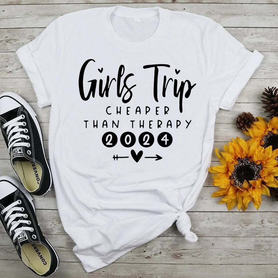 Pretty Girl Trip Letter Print Women Slogan Plus Size T-Shirt