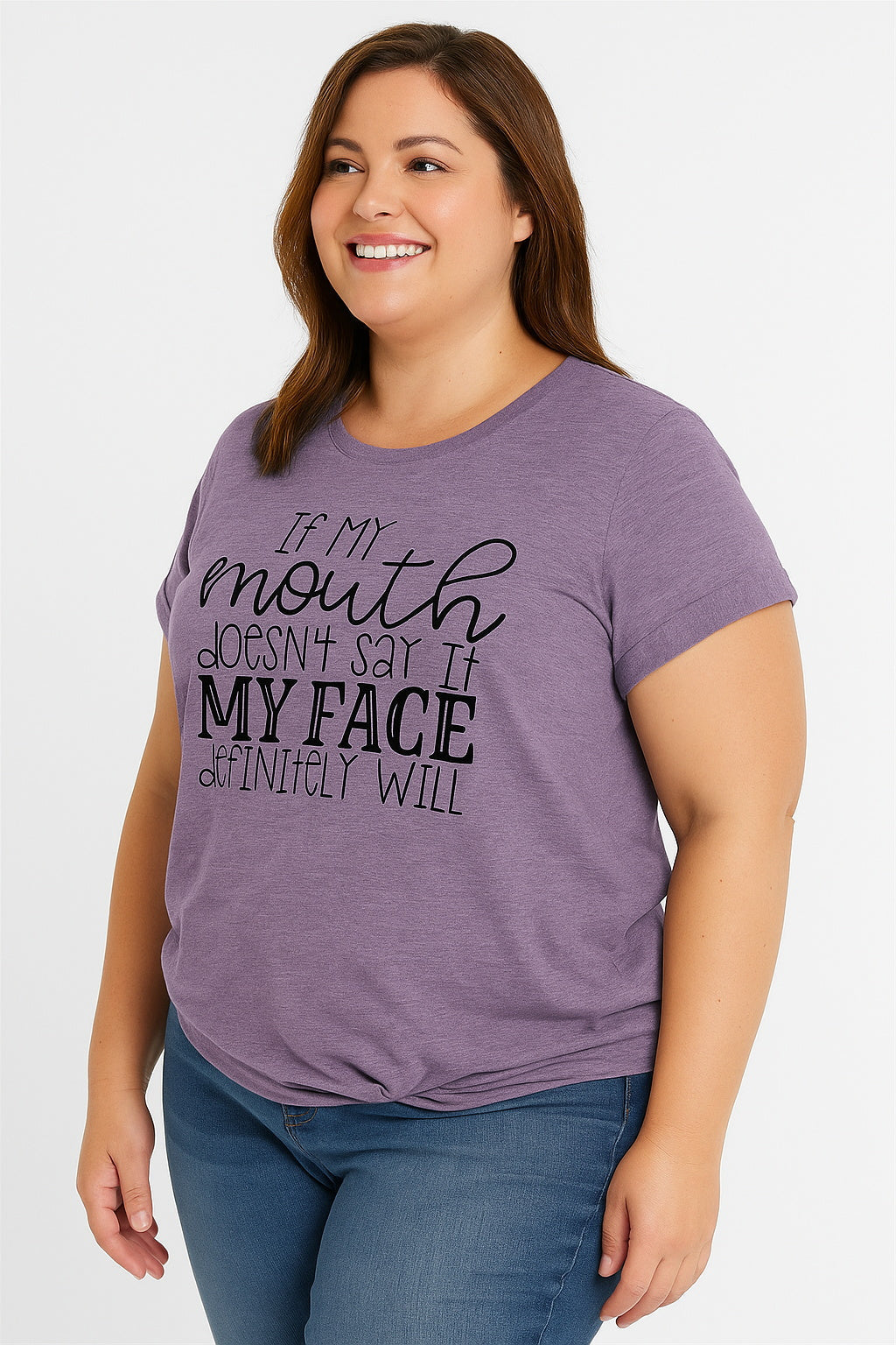 If My Mouth Fashion Letter Print Women Slogan Plus Size T-Shirt