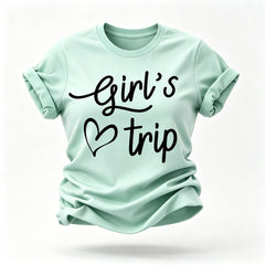 Girl's Trip Letter Heart Print Women Slogan T-Shirt