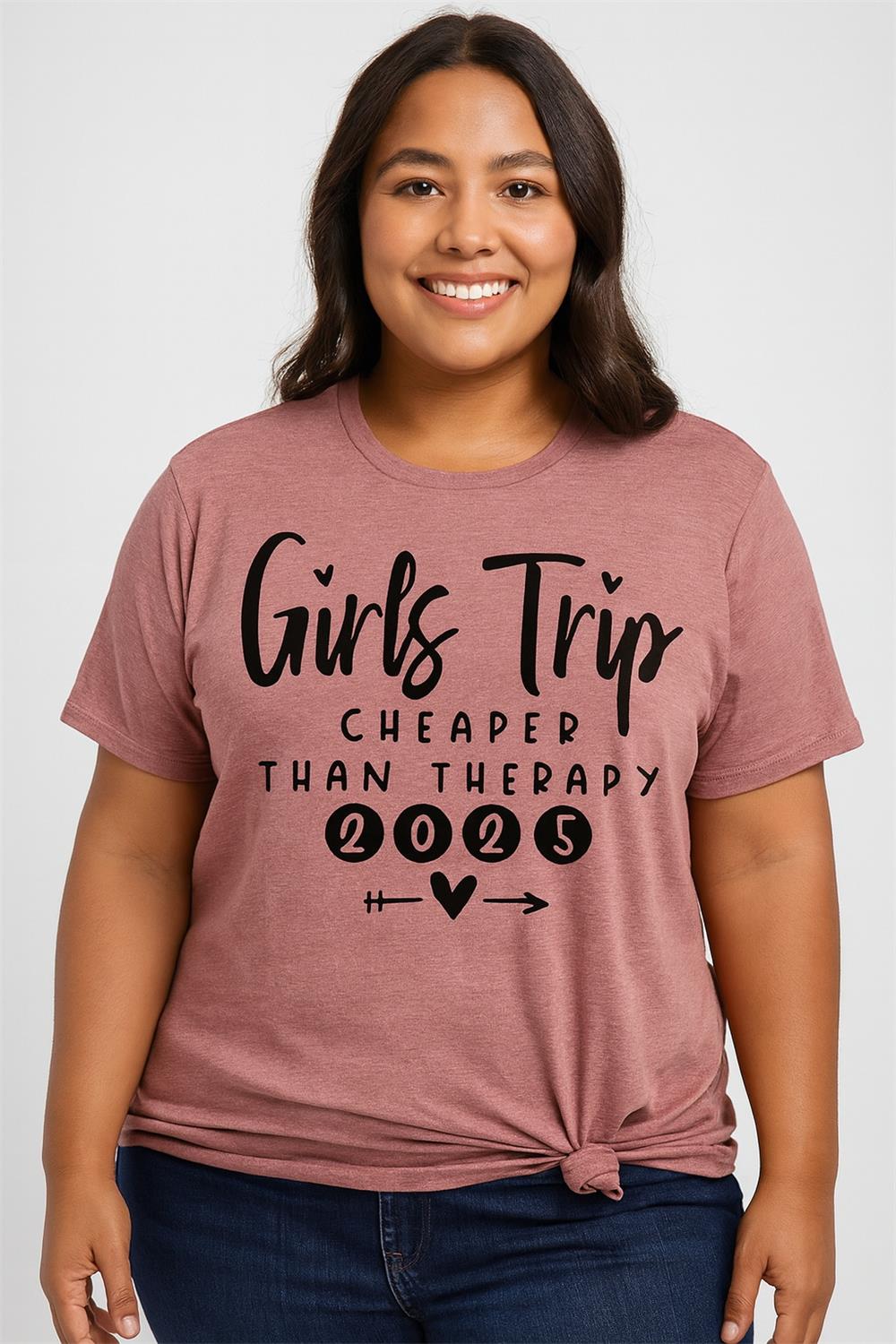 Pretty Girl Trip 2025 Letter Print Women Slogan Plus Size T-Shirt