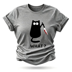 What? Hot Sale Funny Cat Printed Fashion T-Shirt
