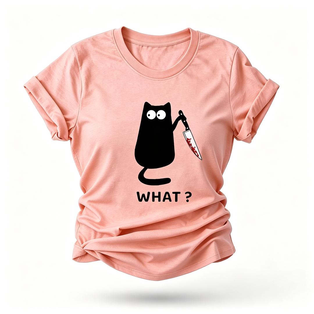What? Hot Sale Funny Cat Printed Fashion T-Shirt