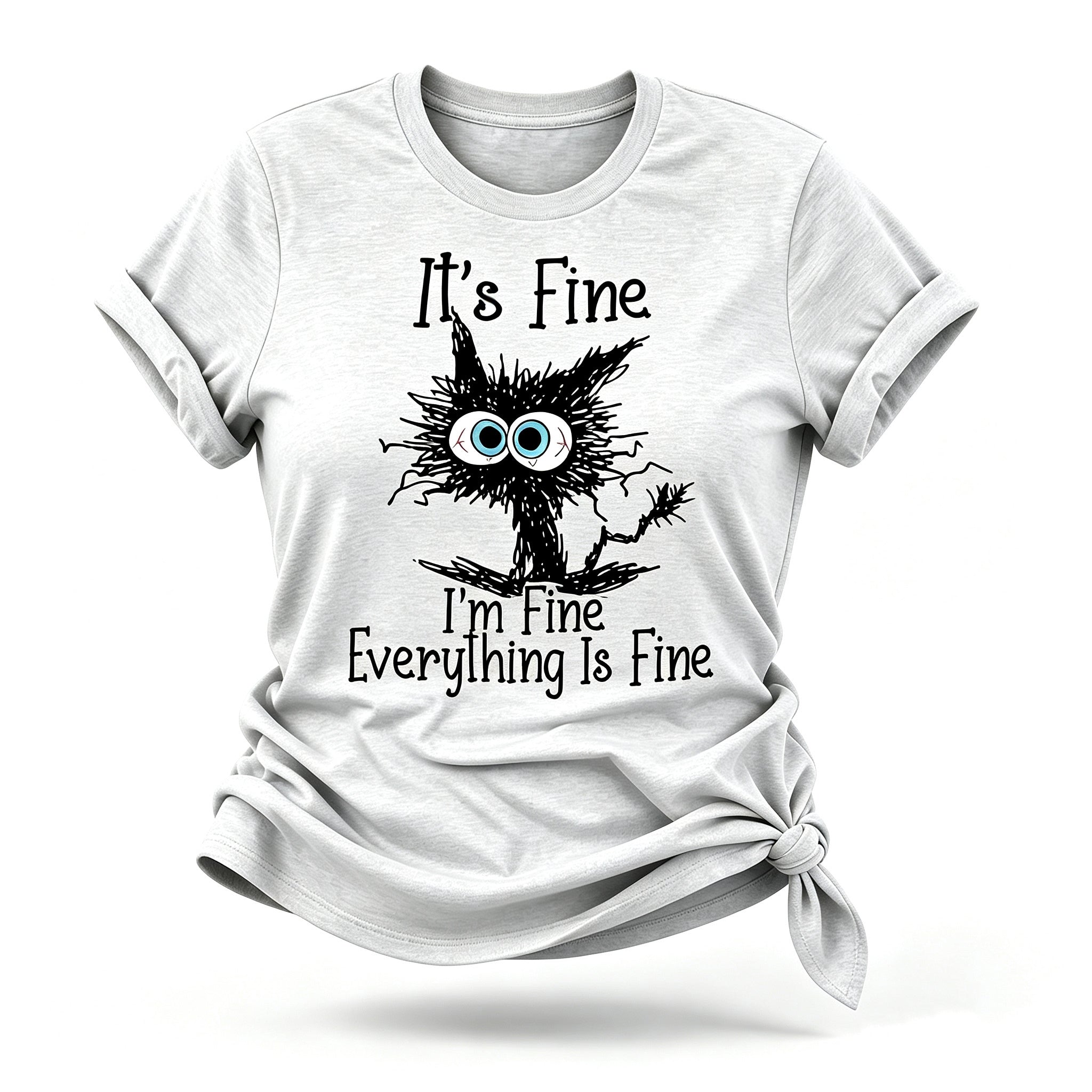 It's Fine I'm Fine Cat Print Women Slogan T-Shirt