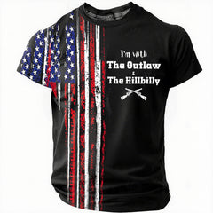 Men's The Outlaw and The Hillbilly Print Color Block Crew Neck Casual Short Sleeve T-Shirt