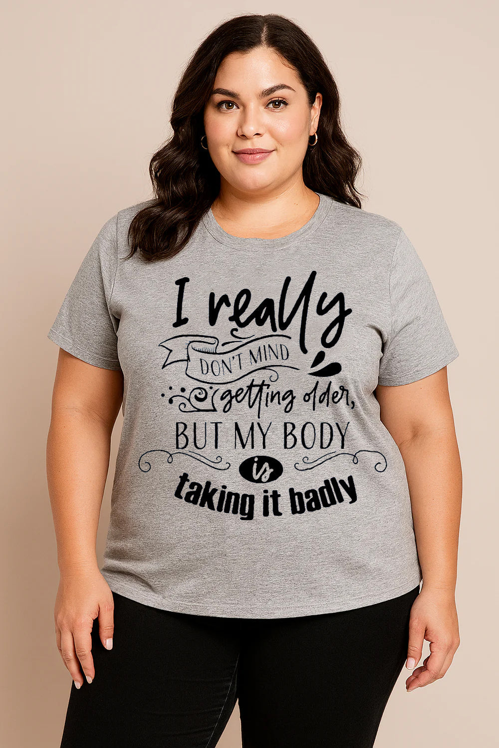 I Really Don't Mind Print Women Slogan Plus Size T-shirt