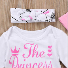 3PCS The Princess Has Arrived Letter Print Baby Set