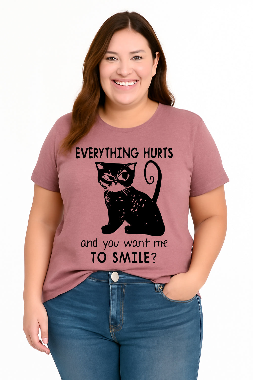 Everything Hurts Print Women Slogan Plus Size T-shirt