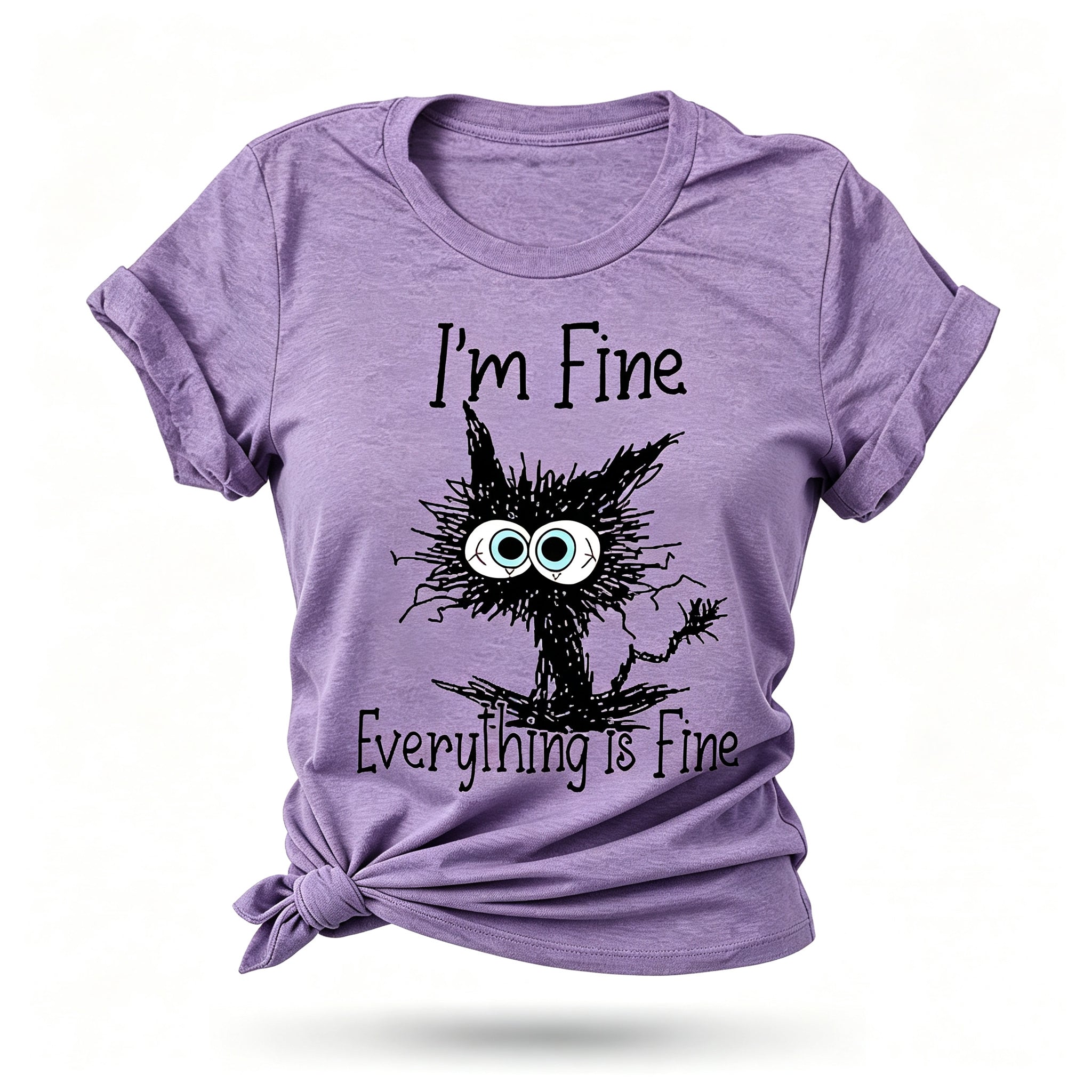 I'm Fine Everything Is Fine Cat Print Women Slogan T-Shirt