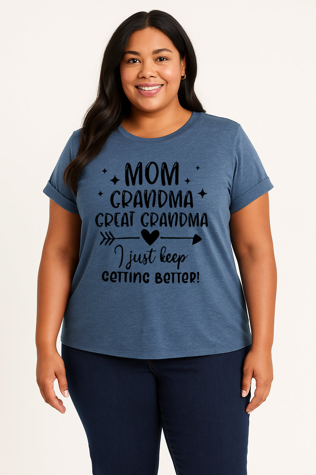 Mom Grandma Great Grandma Print Women Slogan Plus Size T-shirt