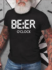 T-shirt avec slogan imprimé Beer O'Clock pour hommes 