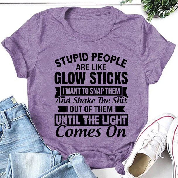Stupid People Are Like Fashion Letter Print Women Slogan Plus Size T-Shirt