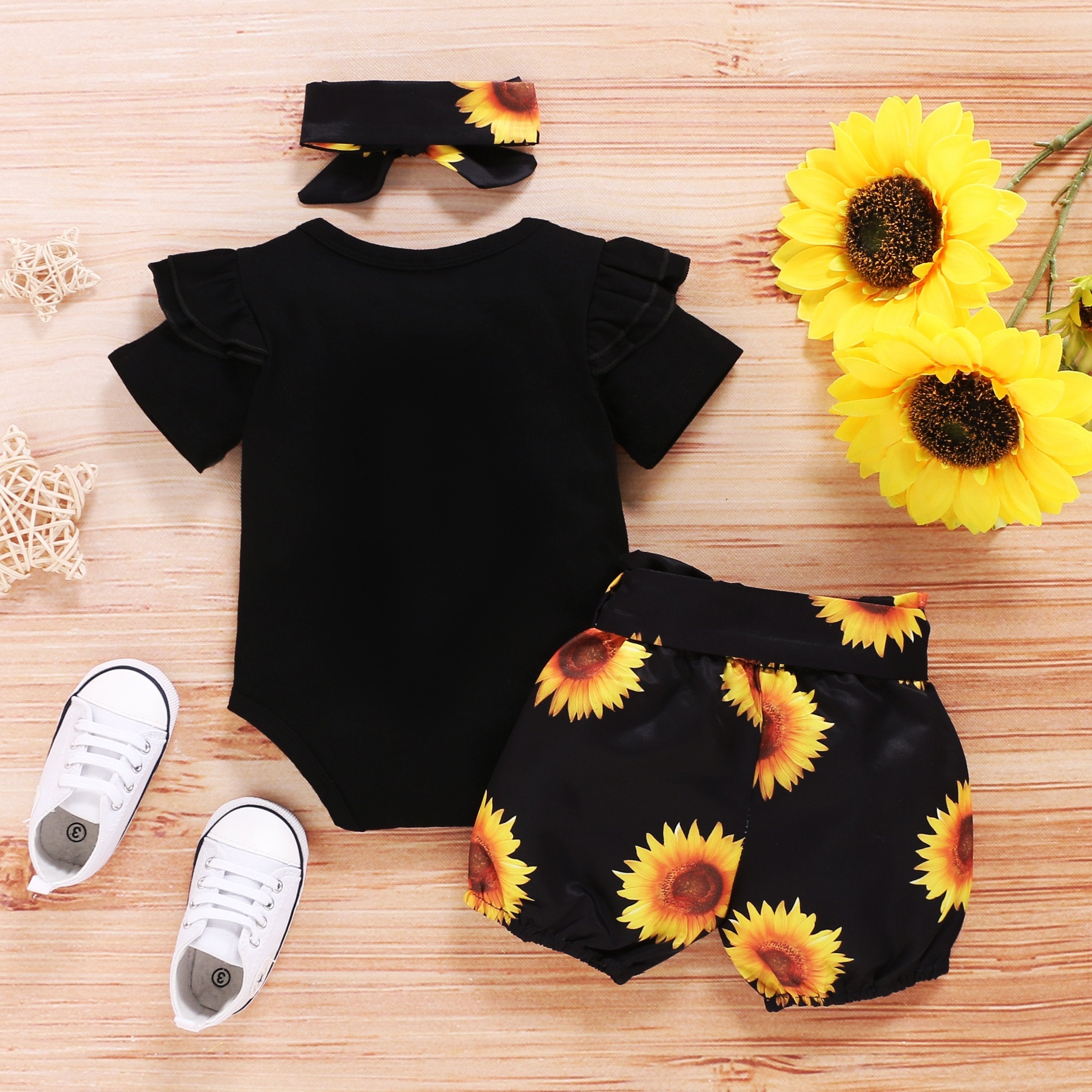 Little Miss Sassy Pants Printed Sunflower Short Baby Set