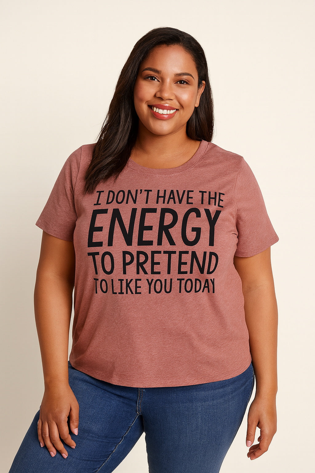 “I don't have the Energy to pretend to like you Today” Letter Print Plus Size T-Shirt