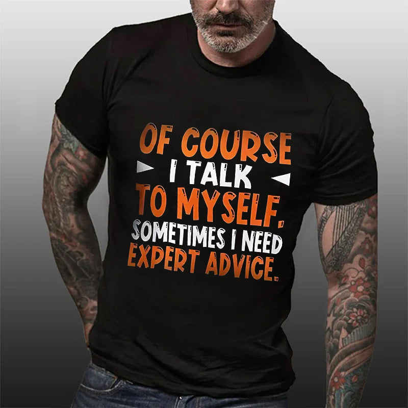 Of Course Letter Print Men Slogan T-Shirt