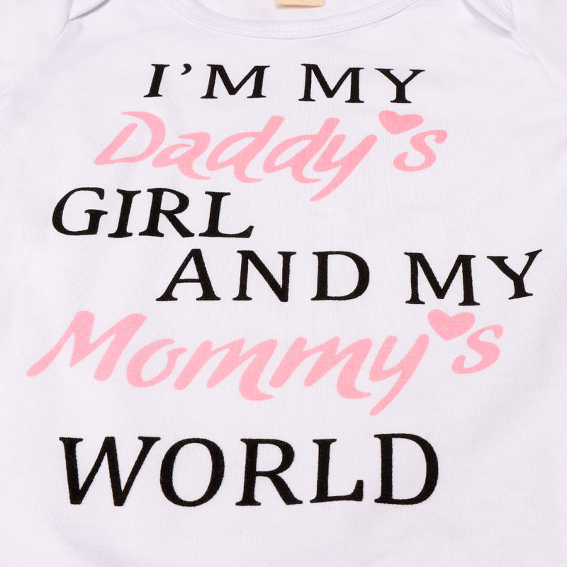 3PCS Letter Floral Print Baby Girl Set