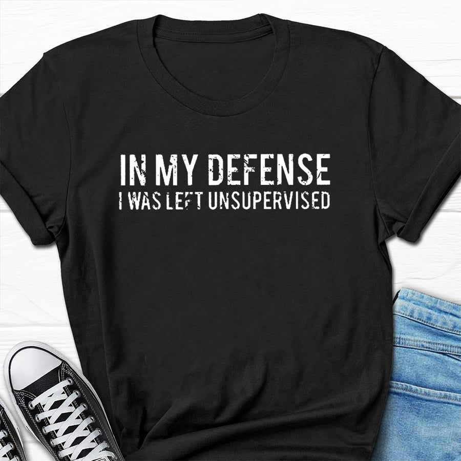 T-shirt avec slogan imprimé In My Defense pour hommes 