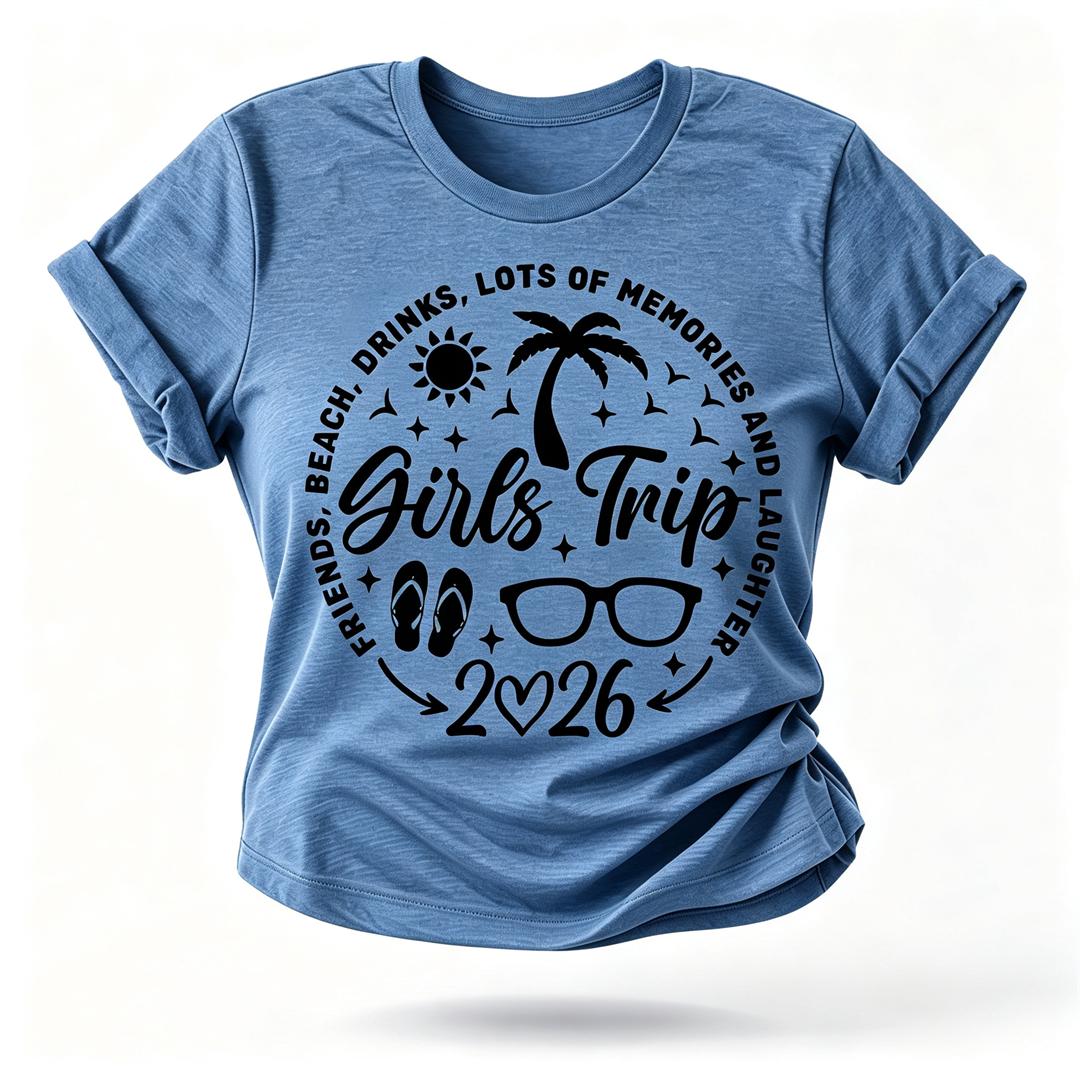 Girl's Trip 2026 Letter Print Women Slogan T-Shirt