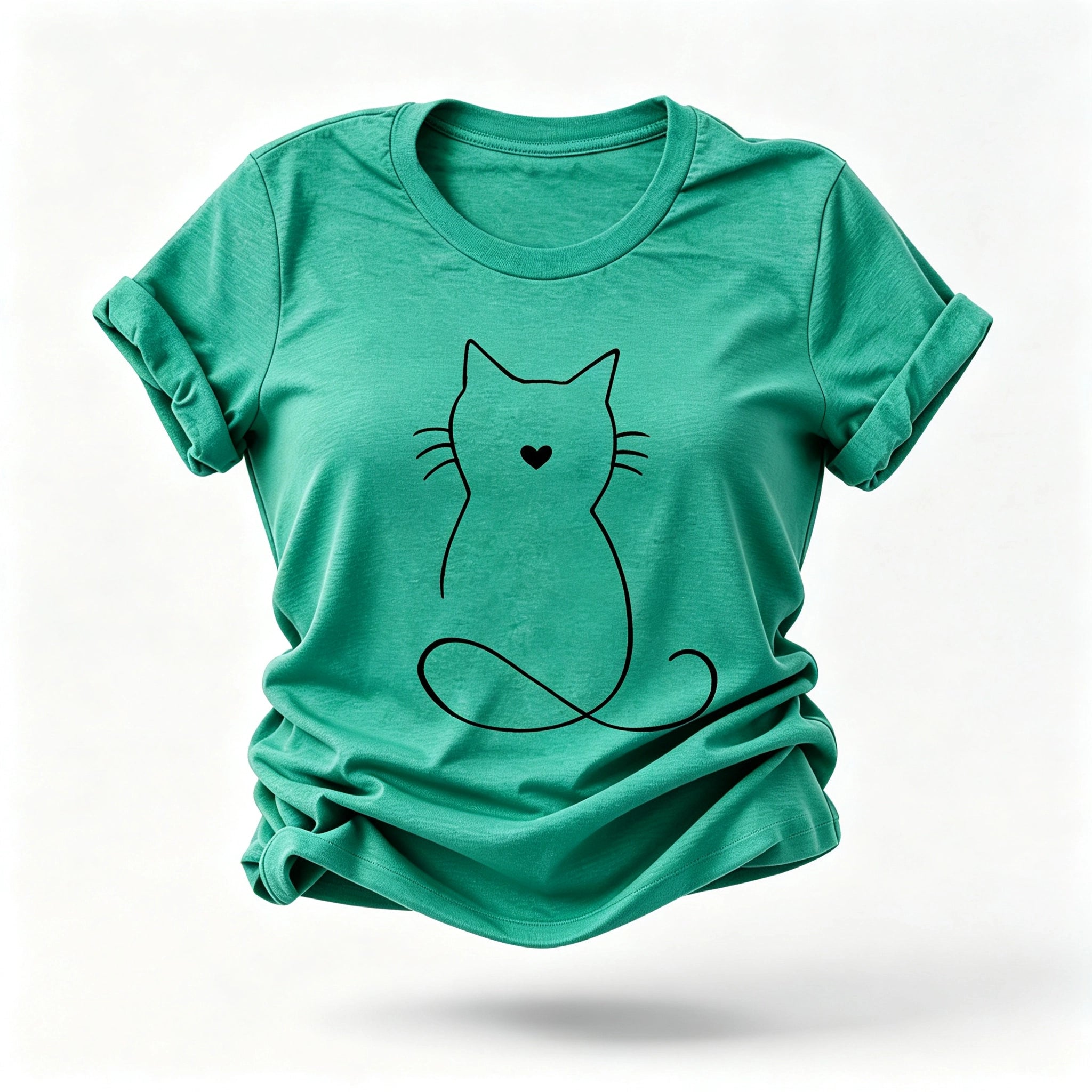 Cat Print Crew Neck Short Sleeve T-shirt