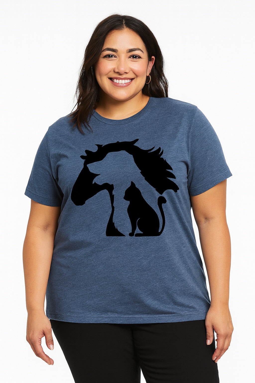 Lovely Horse Dog Cat Print Women Slogan Plus Size T-shirt