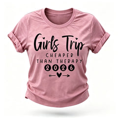 Girl's Trip 2026 Letter Print Women Slogan T-Shirt