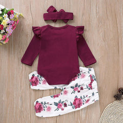 3PCS Pretty Floral Printed Baby Girl Set