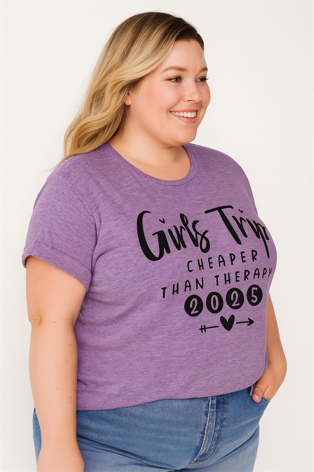 Pretty Girl Trip 2025 Letter Print Women Slogan Plus Size T-Shirt