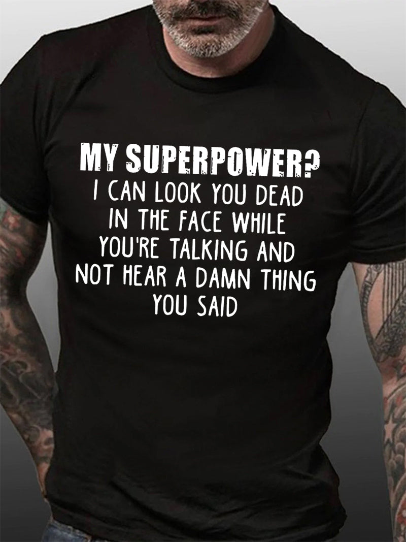 T-shirt avec slogan imprimé My Superpower pour hommes 
