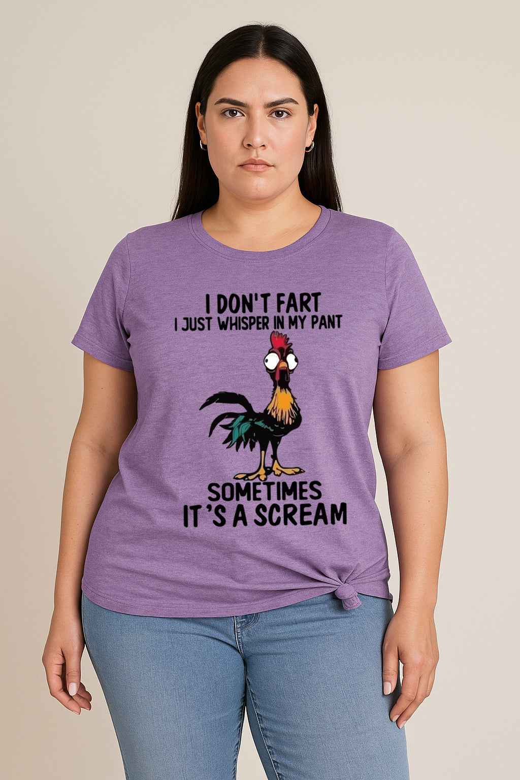 I Don't Fart I Just Whisper In My Pant Print Women Slogan Plus Size T-Shirt