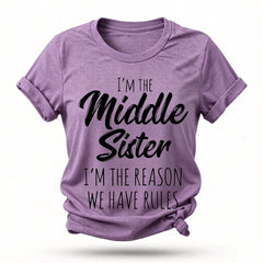 Je suis la sœur du milieu mode lettre impression femmes Slogan T-Shirt 