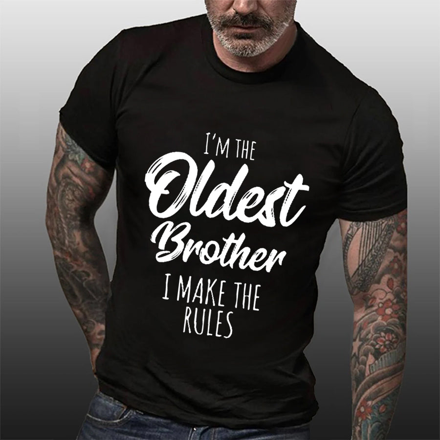 I'm The Oldest Brother Print Men Slogan T-Shirt