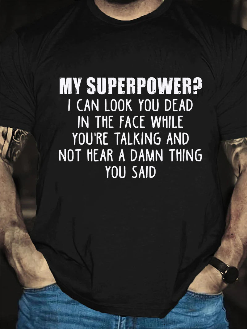 Camiseta com slogan masculino My Superpower Print 