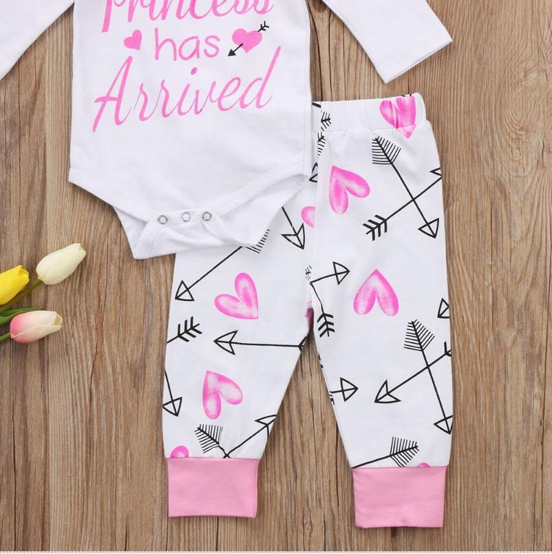 3PCS The Princess Has Arrived Letter Print Baby Set