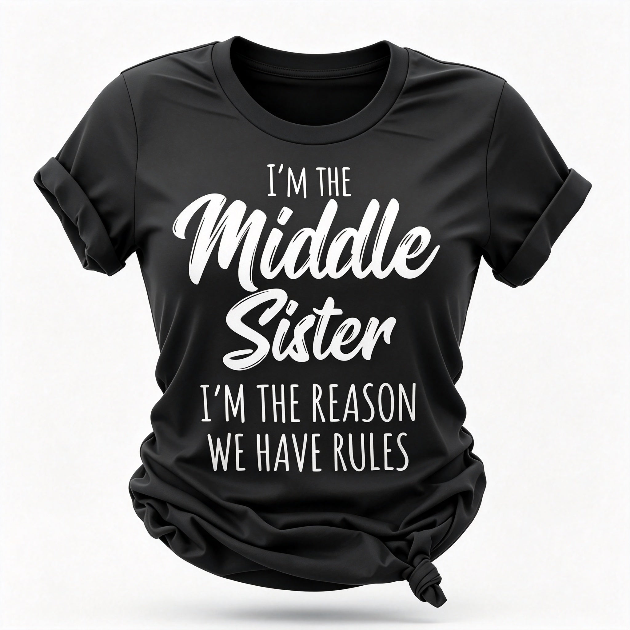 Je suis la sœur du milieu mode lettre impression femmes Slogan T-Shirt 