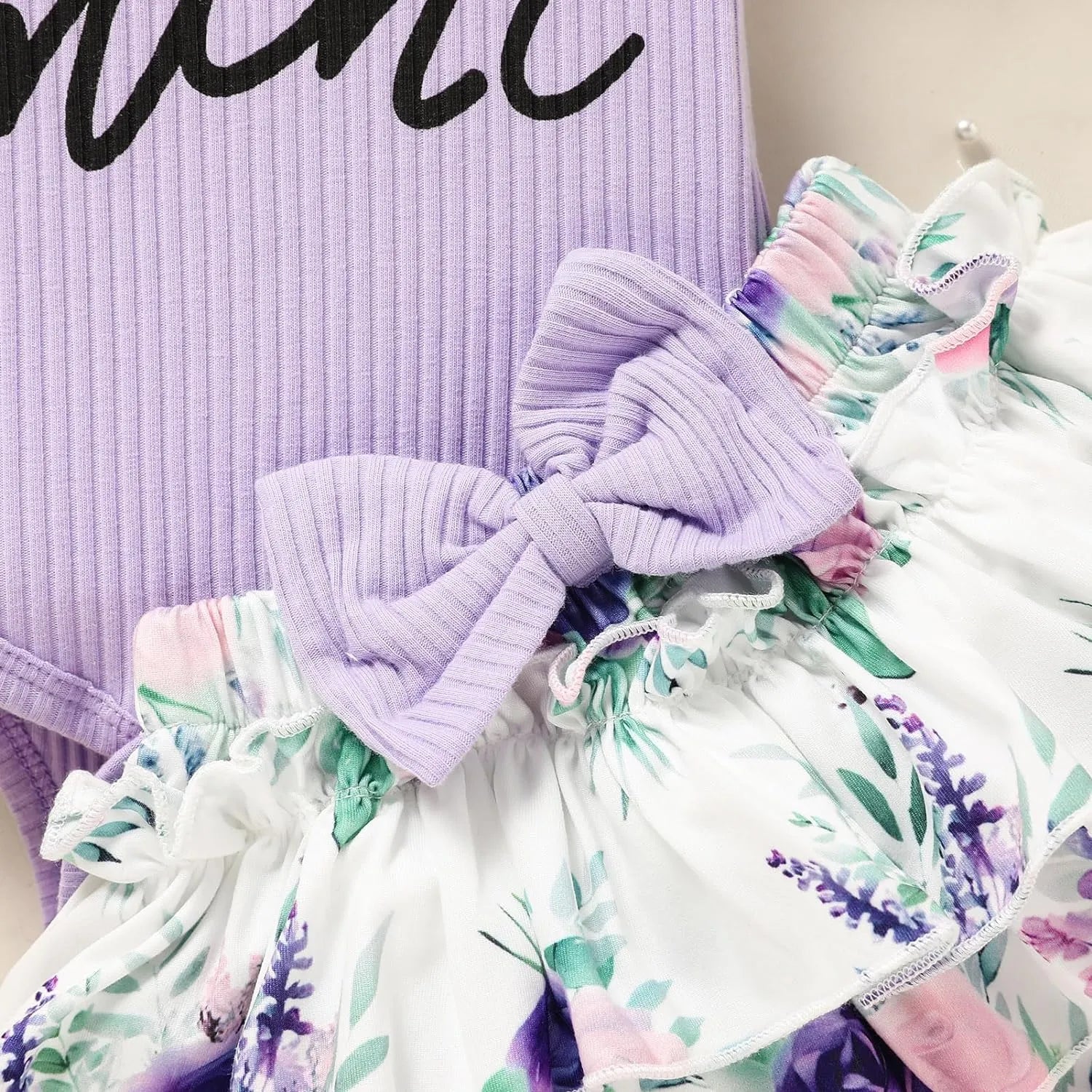 3PCS Mama's Mini Letter Printed Floral Baby Set