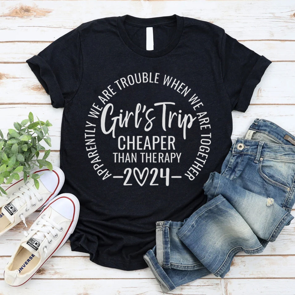 Girl's Trip Cheaper Letter Print Women Slogan Plus Size T-Shirt