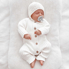Comfy Solid Color Long Sleeve Baby Jumpsuit