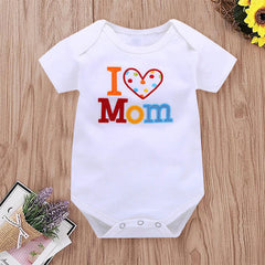 2PCS I Love Mom/Dad Lovely Letter Printed Baby Romper