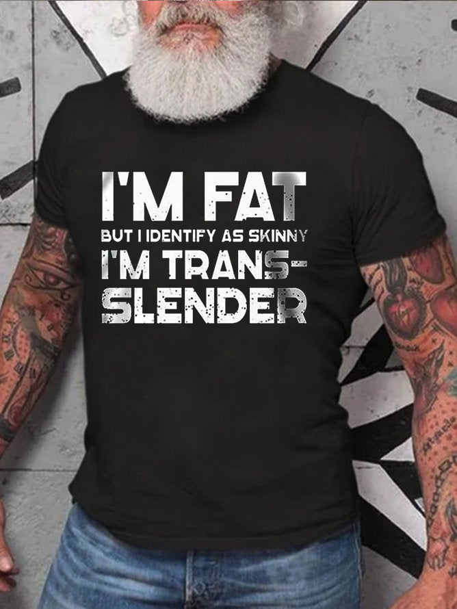 Camiseta masculina com slogan magro, mas me identifico como magro 